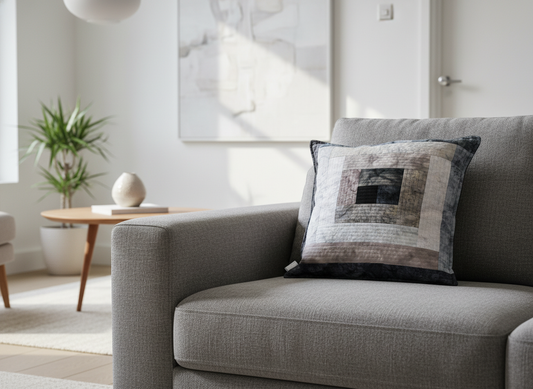 Patchwork Quilted Cushion - Mono