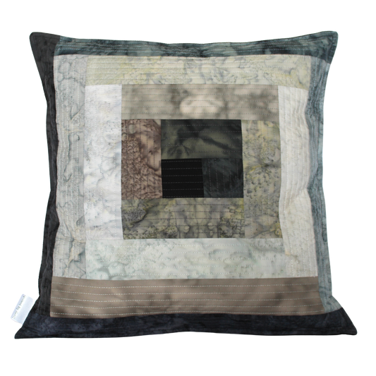 Patchwork Quilted Cushion - Mono