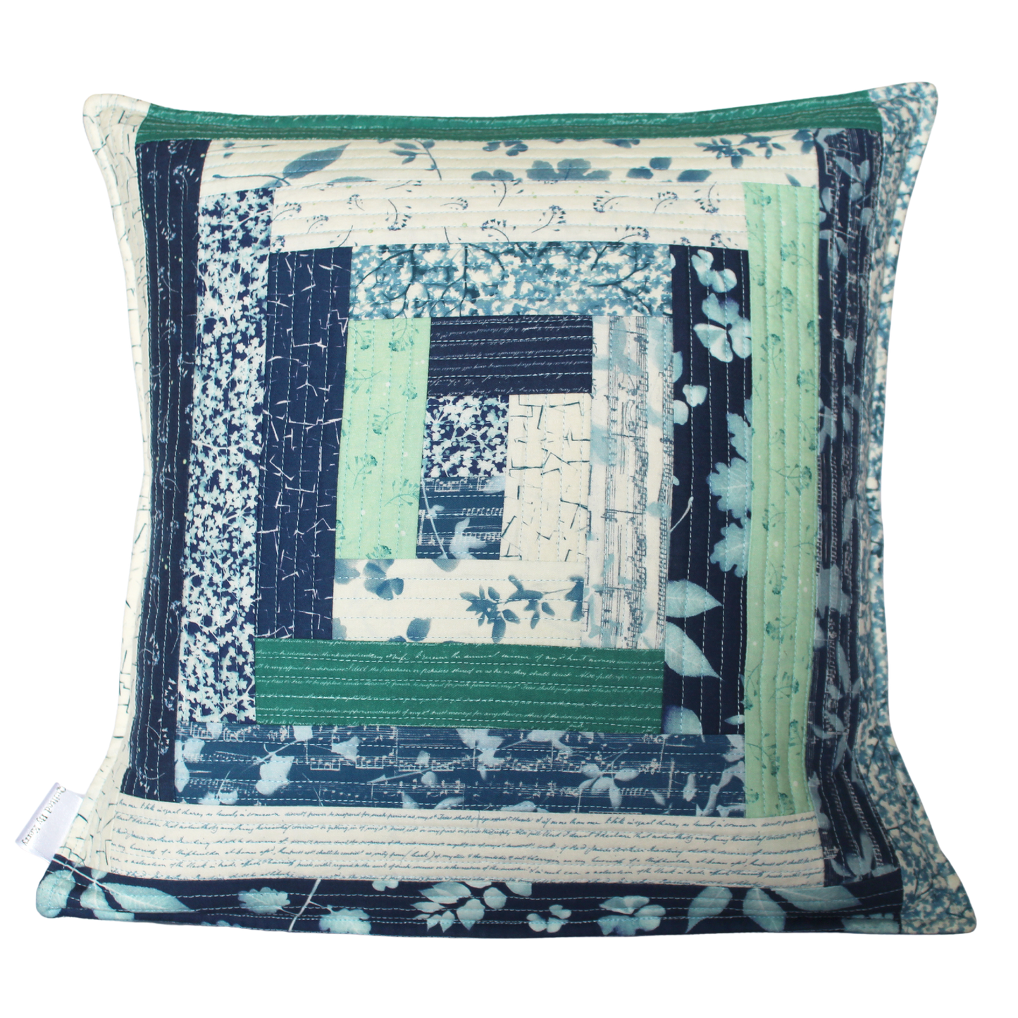 Patchwork Quilted Cushion - Teal