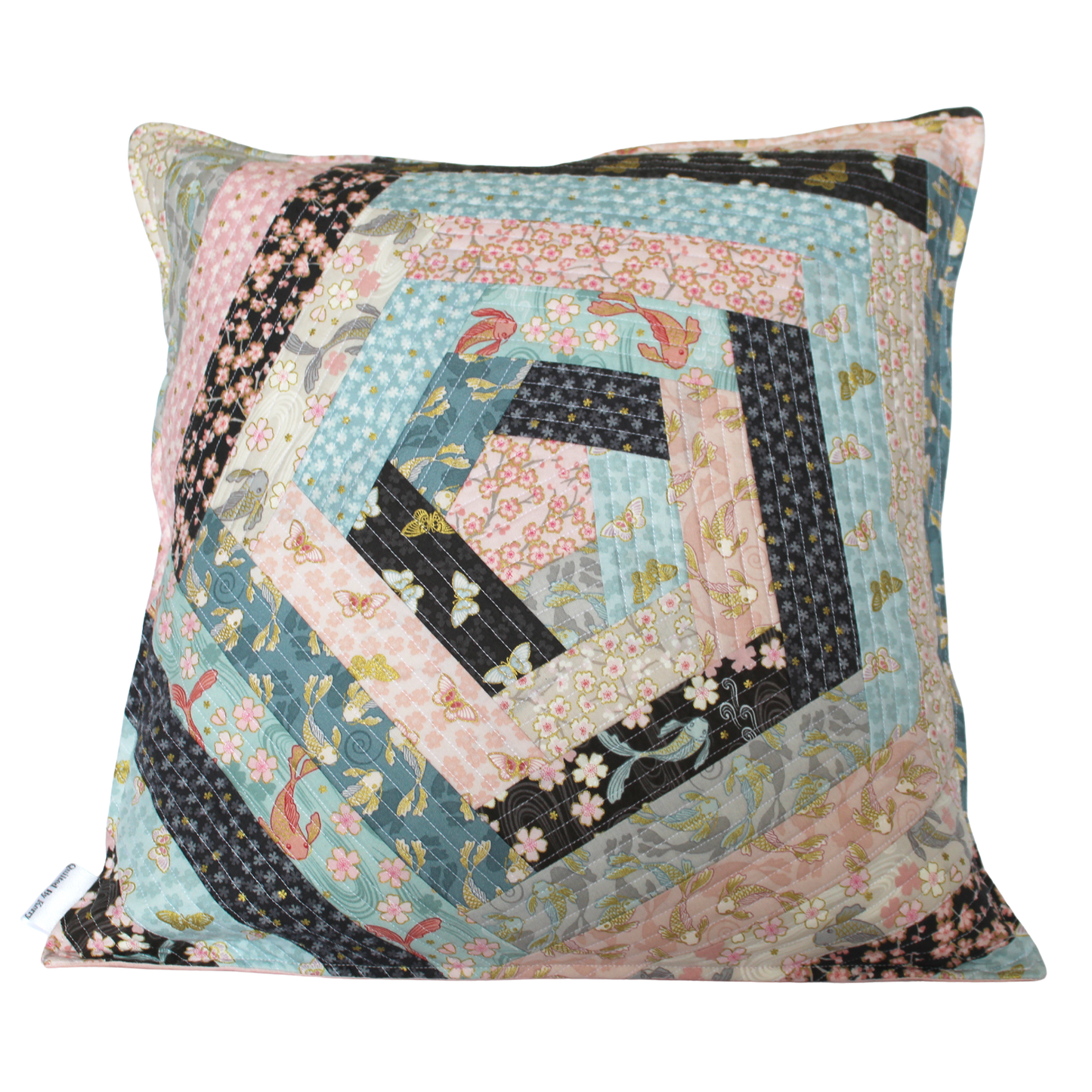 Patchwork Quilted Cushion - Japanese Koi