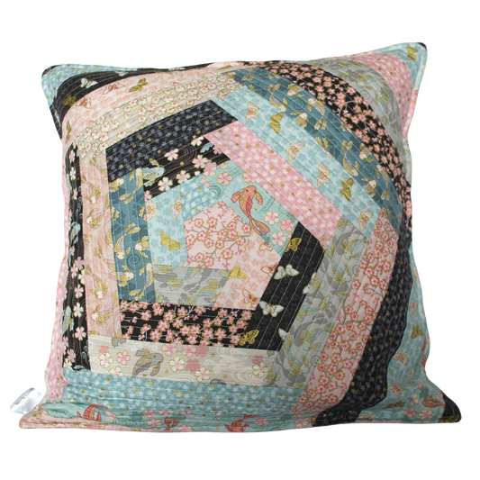 Patchwork Quilted Cushion - Japanese Koi