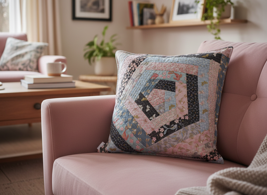 Patchwork Quilted Cushion - Japanese Koi