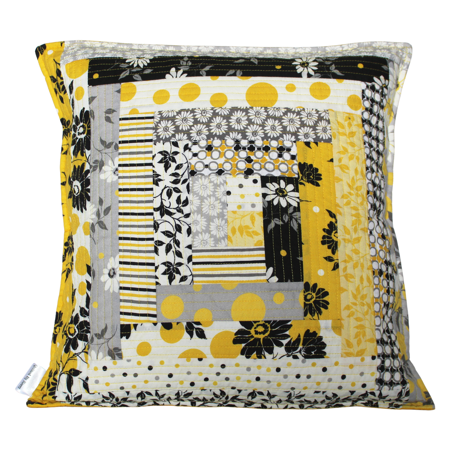 Patchwork Quilted Cushion - Yellow