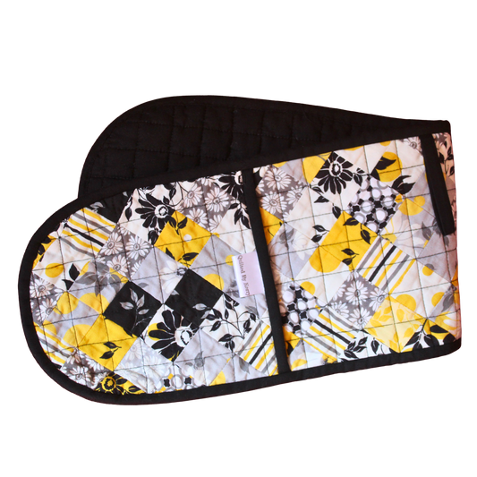 Double Oven Gloves - Yellow & Black